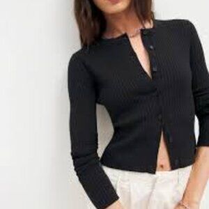 Reformation Joanne Cardigan Black